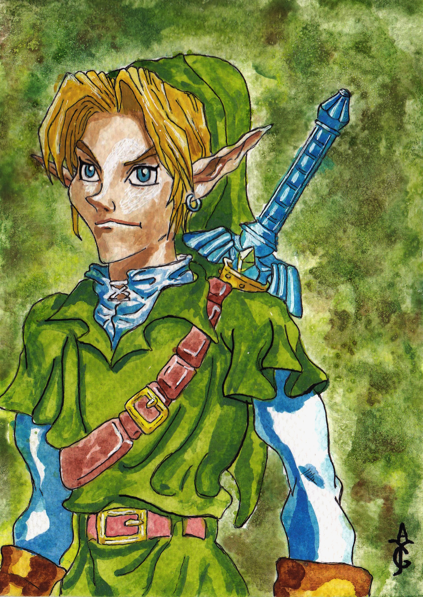 Legend of Zelda-Zelda-Art-Artwork-Painting-Sketch-Drawing-Illustration-Watercolour-Watercolor-Link-Ocarina of Time-Fine Art-Fantasy-History-VideoGame-Gaming-Games
