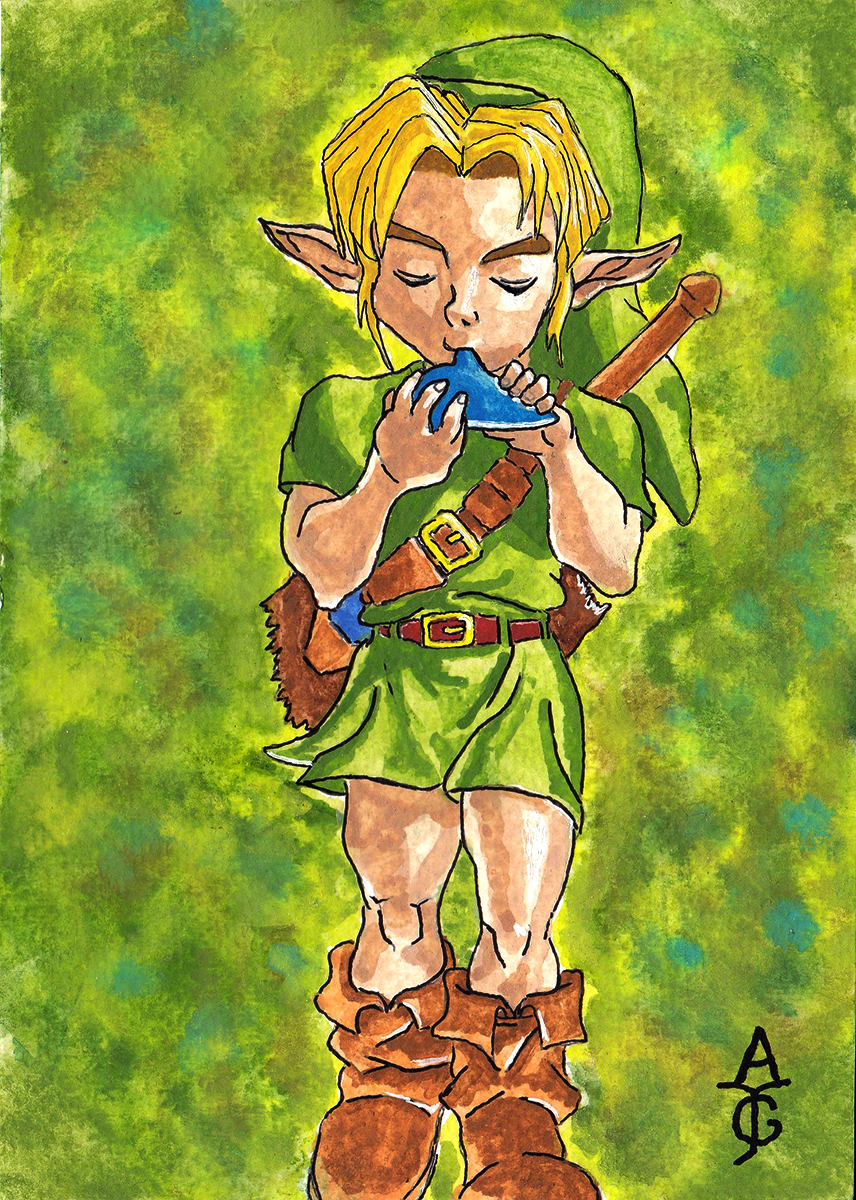 Legend of Zelda-Zelda-Art-Artwork-Painting-Sketch-Drawing-Illustration-Watercolour-Watercolor-Link-Ocarina of Time-Fine Art-Fantasy-History-VideoGame-Gaming-Games