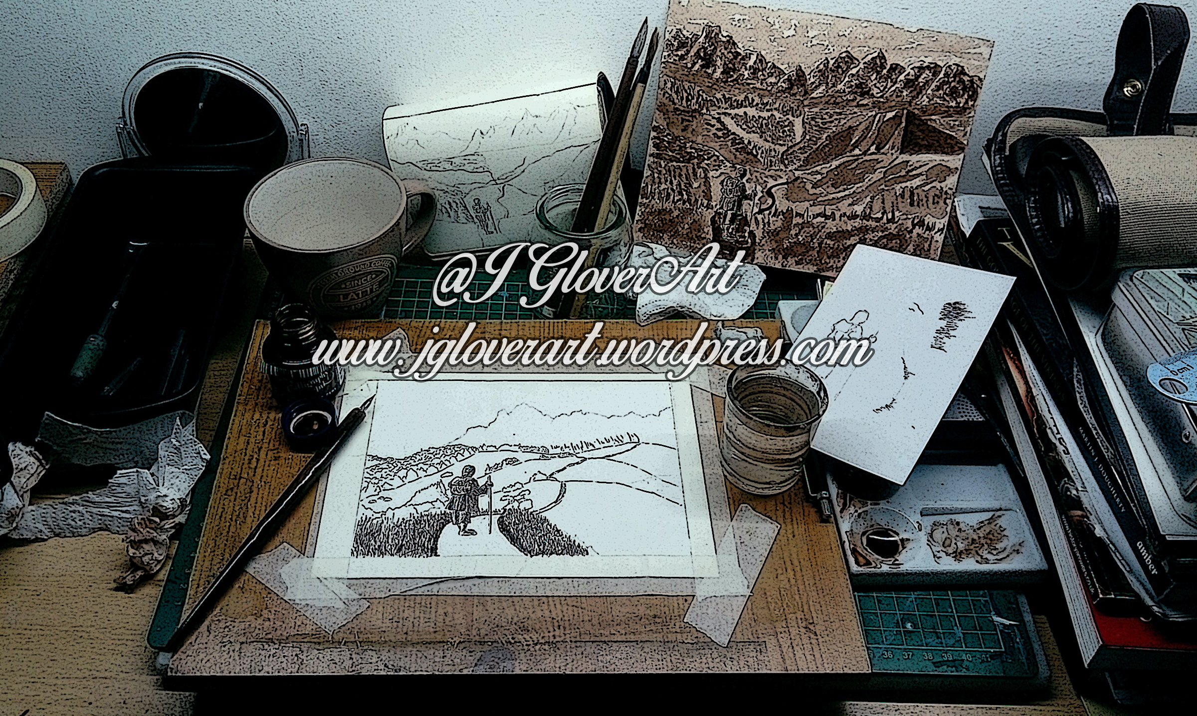 ink drawing road goes ever on bilbo baggins hobbit lotr art artist illustration john howe alan lee