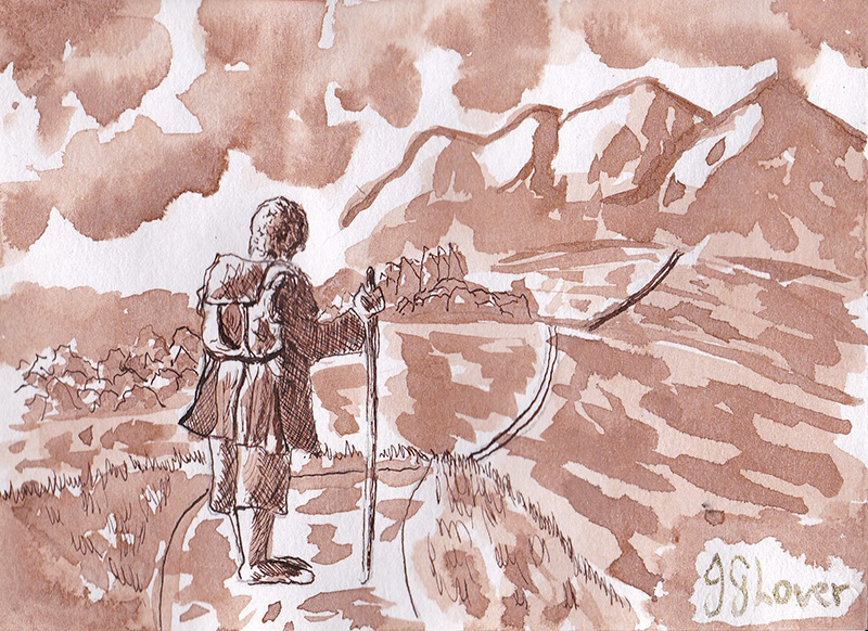 Ink sketch giveawya bilbo baggins lotr art collection collect tolkien drawing josh glvoer