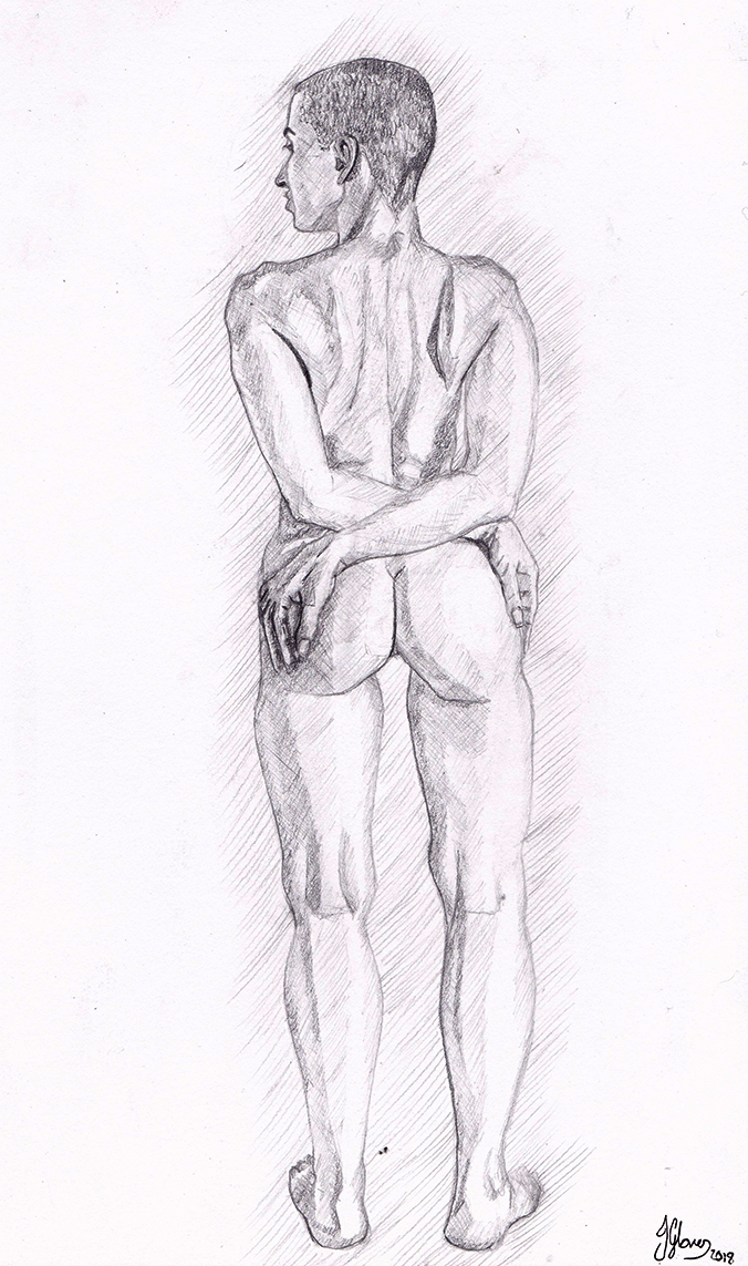 figure study classical drawing atelier art artist illustration female nude form behind anatomy fine art