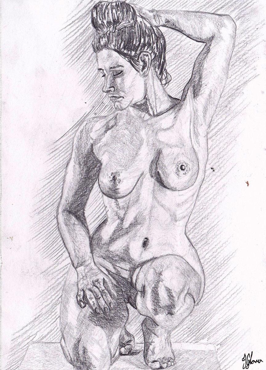 figure study classical drawing atelier art artist illustration female nude form behind anatomy fine art
