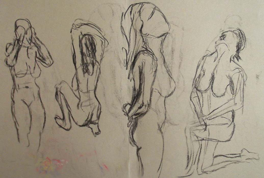 Life Drawing Figure Study Female Nude Reclining Back Behind Rear View Charcoal Josh Glover JGloverArt Gesture