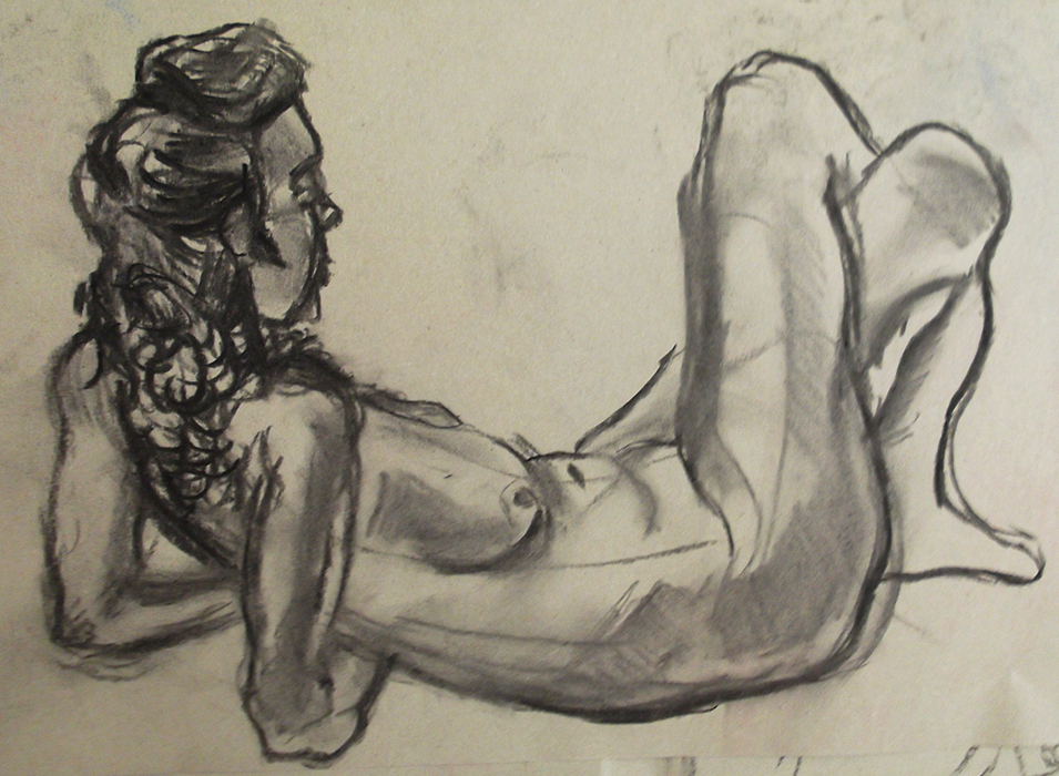 Life Drawing Figure Study Female Nude Reclining Charcoal Josh Glover JGloverArt Essex London