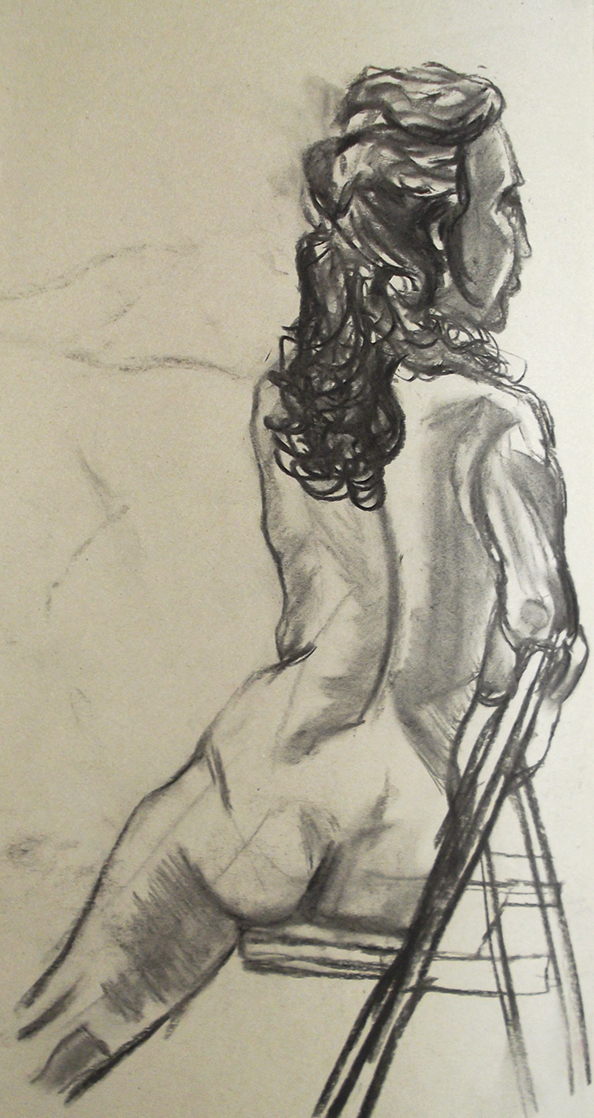 Life Drawing Figure Study Seated Female Nude Charcoal Josh Glover JGloverArt Essex London