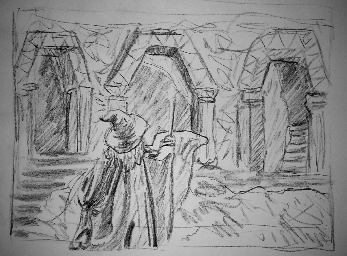 gandalf in moria lord of the rings art illustration drawing artwork fantasy tolkien essex jglover art
