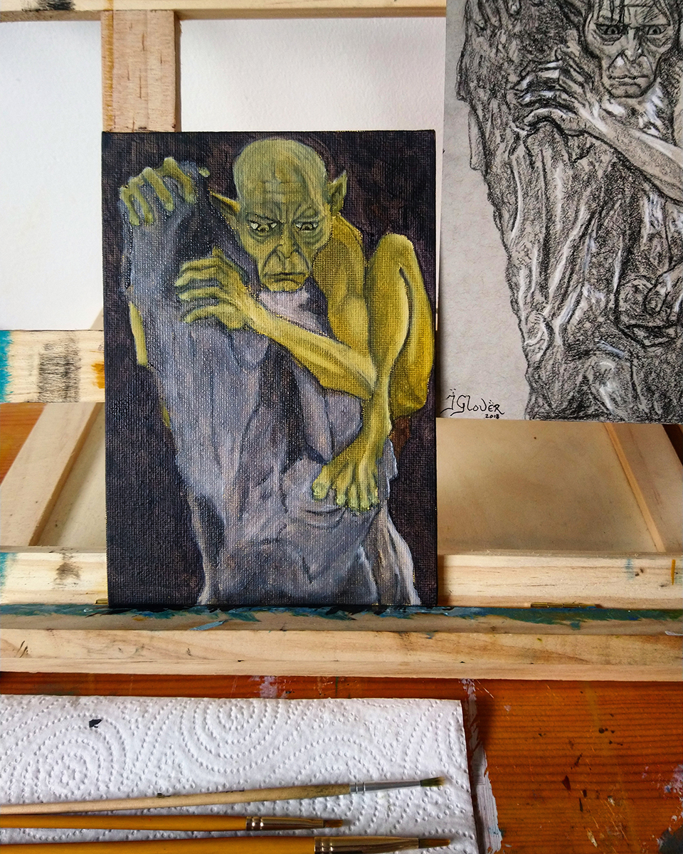 Gollum Smeagol Oil Painting WIP Figure Study Sketch Fantasy LOTR Tolkien Lord of the Rings