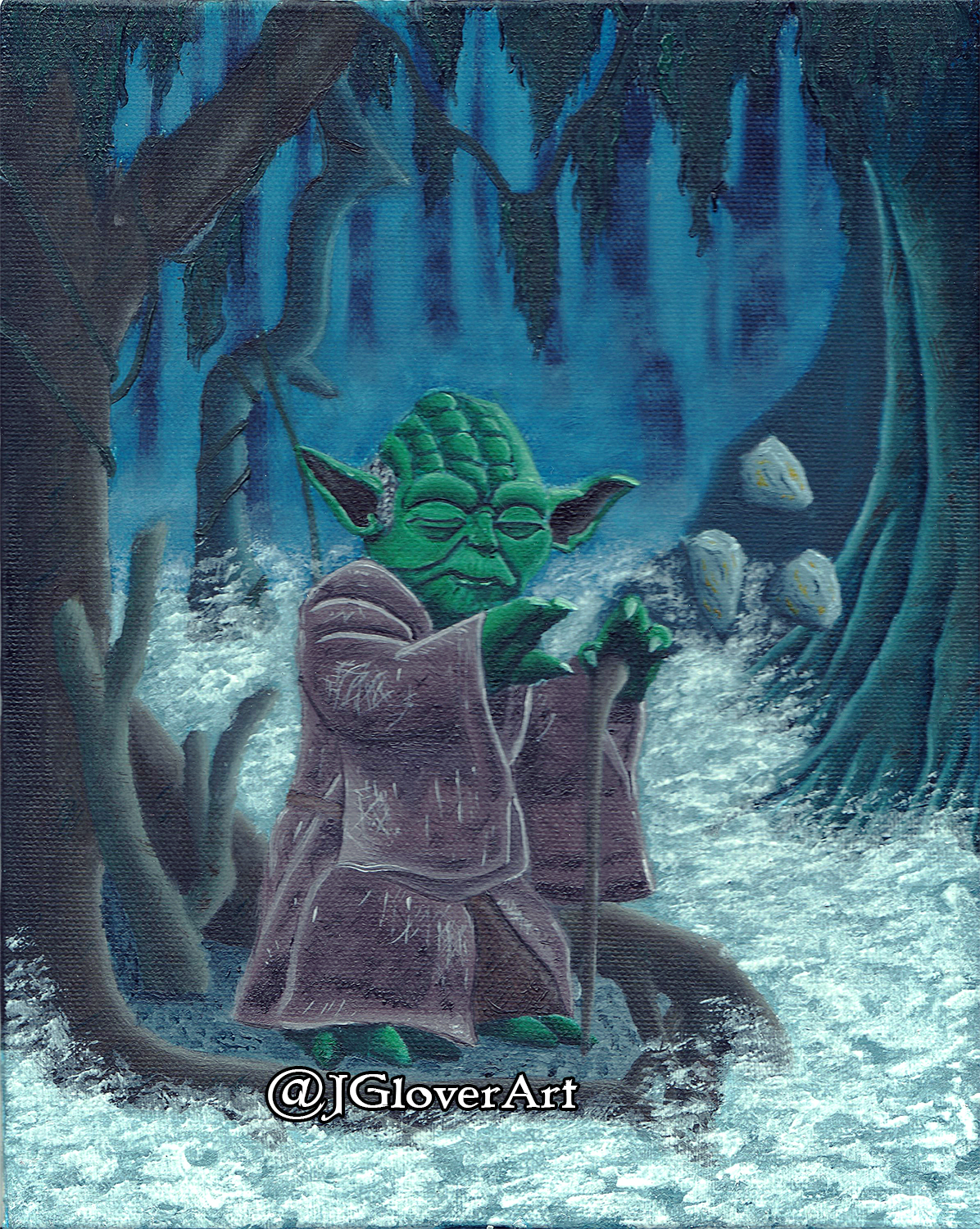 jedi master sith yoda star wars lucasfilm disney skywalker chewbacca galaxy far far away oil painting illustration artwork josh glover