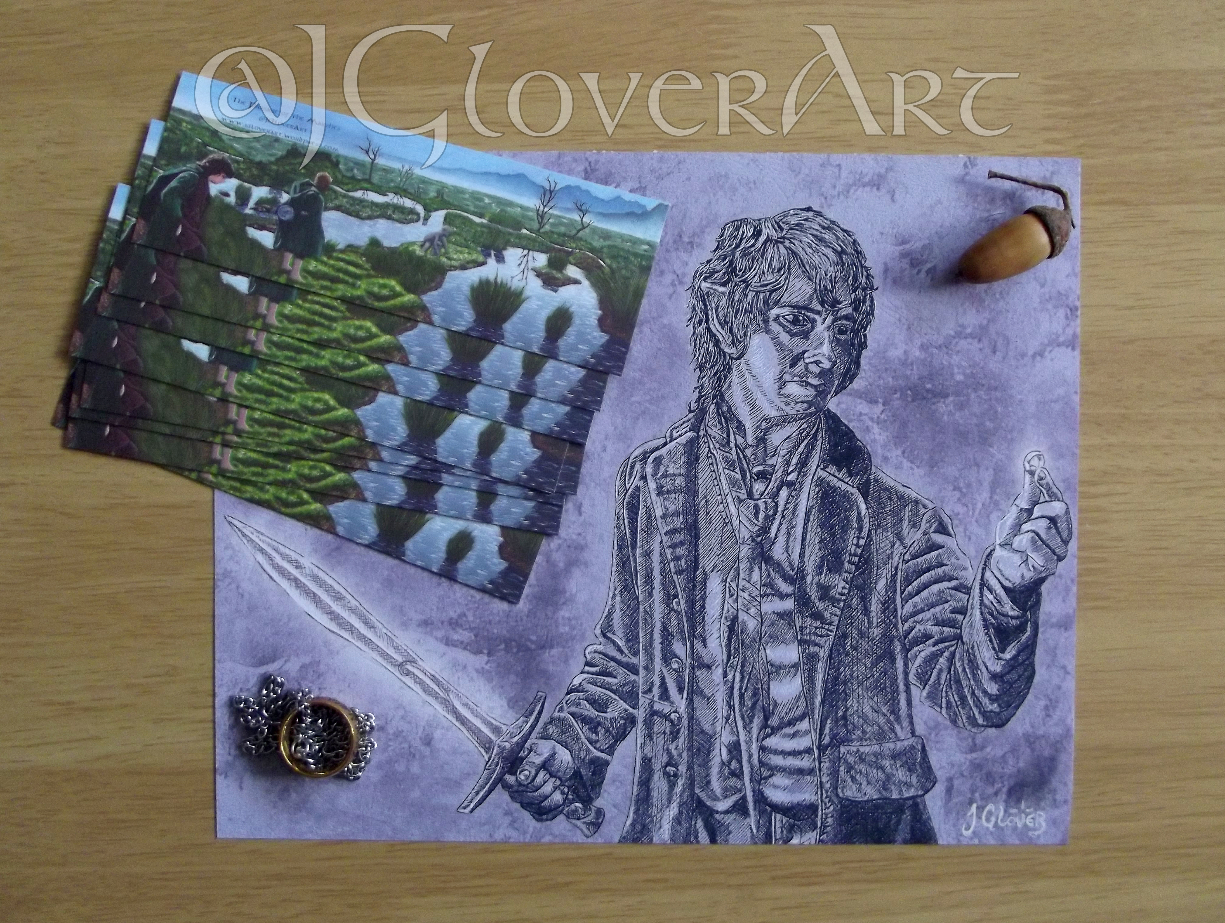 Bilbo Baggins - The Finding of the One Ring - JRR Tolkien Lord of the Rings Hobbit Illustration Ink Drawing Art Fantasy fine art print prints etsy seller collector