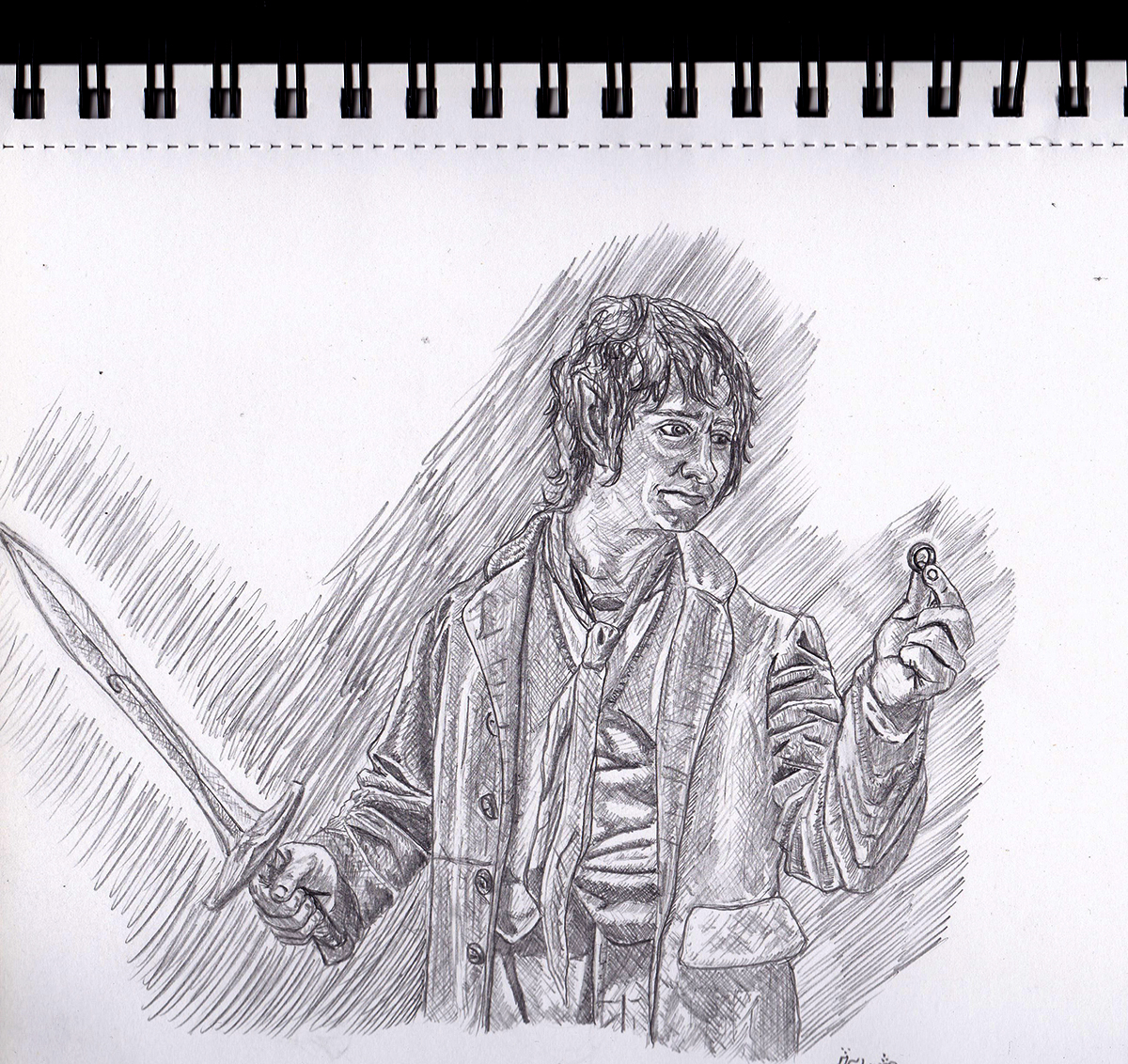 Bilbo Baggins - The Finding of the One Ring rough sketch concept art illustration pencil drawing john howe alan lee inspiration