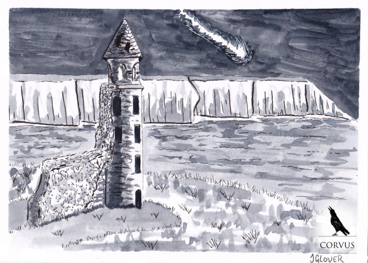 Corvus - art - illustration - graphic novel - webcomic - ruins - landscape - ink - drawing