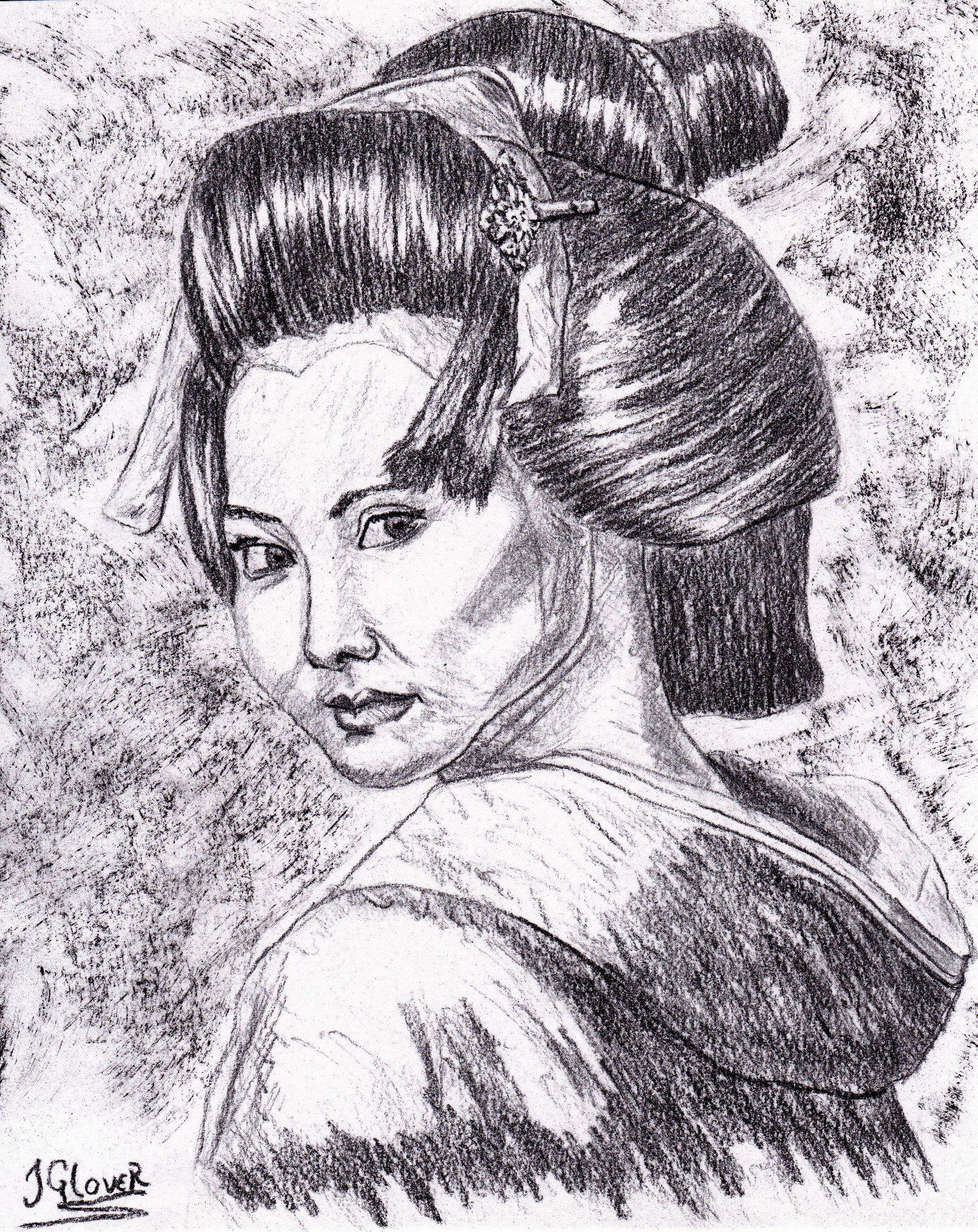 Geisha - girl - maiko - drawing - art - illustration - culture - travel - japan - japanese - charcoal - fine art