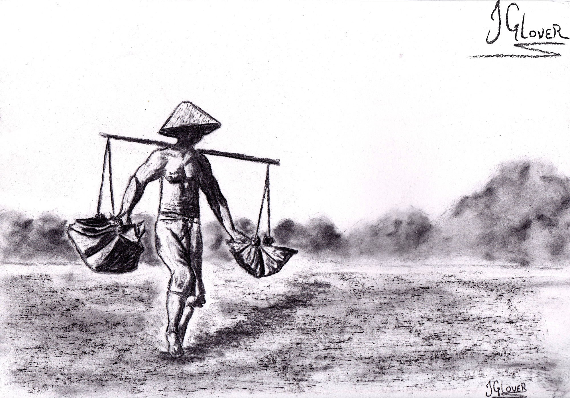 indonesia - asia - salt - farmer - bali - balinese - culture - travel - art - illustration - fine art