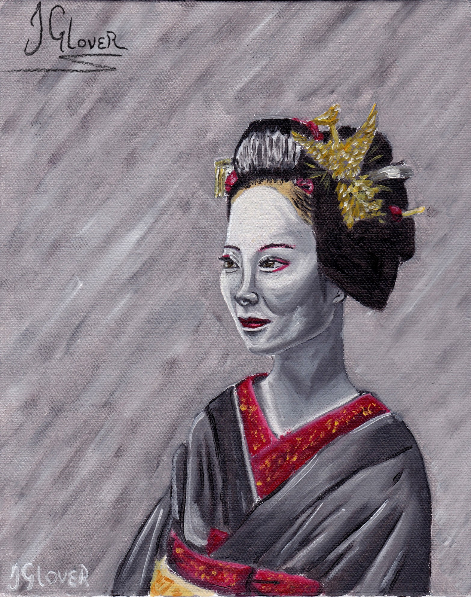 geisha girl geiko maiko oil painting portrait fantasy art illustration fine art contemporary