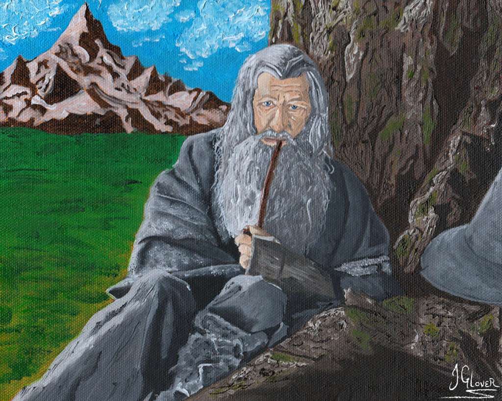 Oil paint portrait of gandalf the grey lord of the rings art jrr tolkien john howe alan lee
