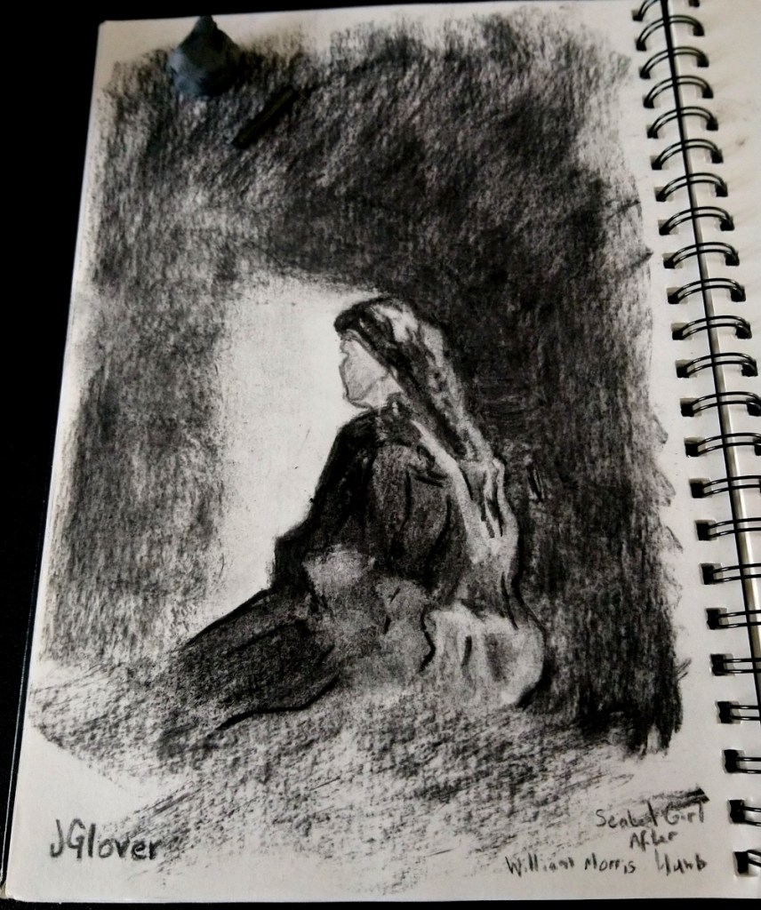 Seated woman charcoal figure drawing jglover essex london art artist fine art