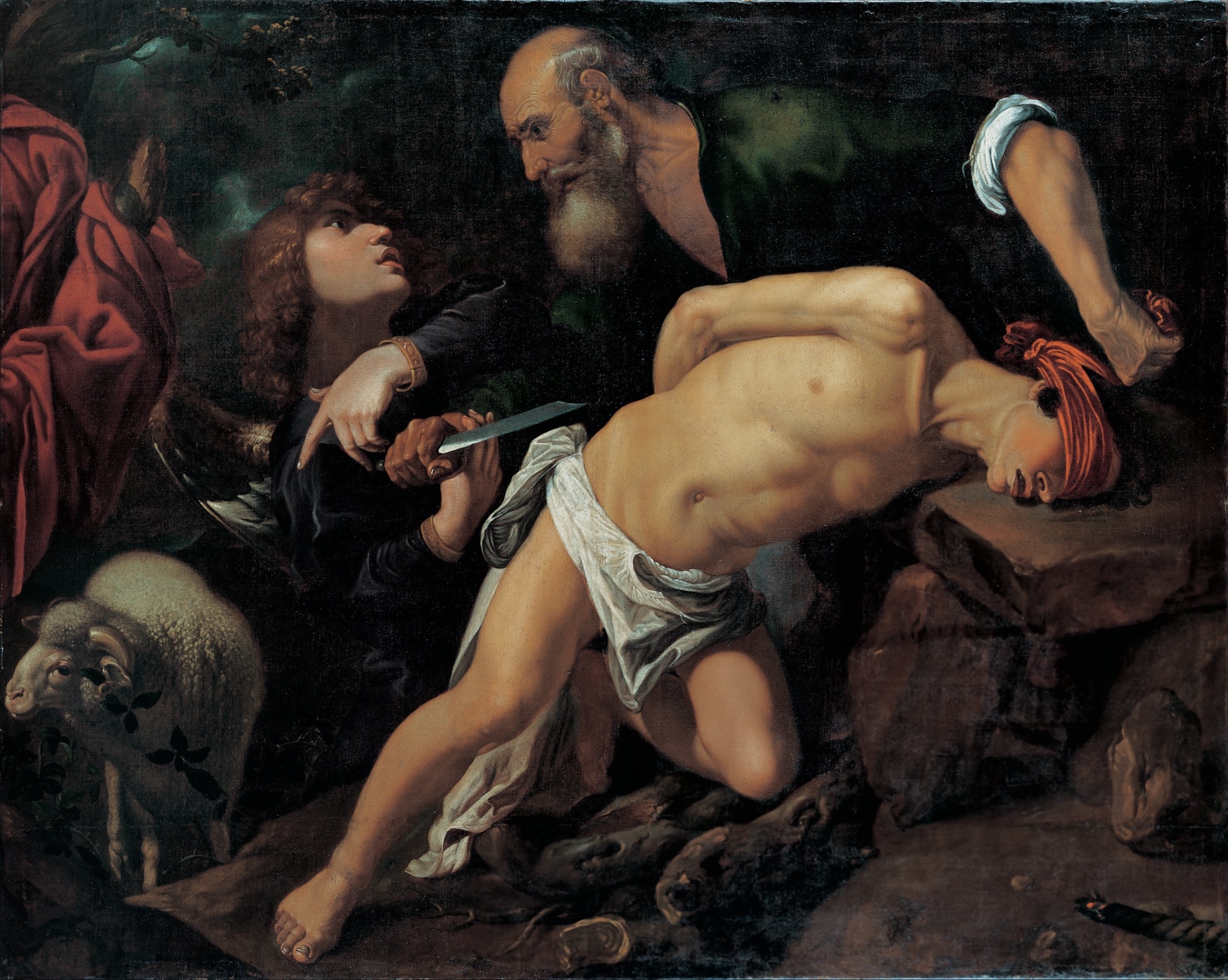 Oil painting of Abraham sacrificing his only son Isaac religious Bible art history