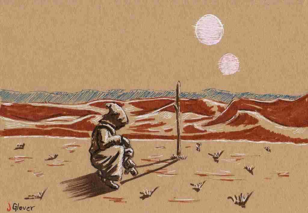 Jawa Survival Skills - Sun Compass - Ink Drawing - Star Wars Art - Illustration - Desert Survival
