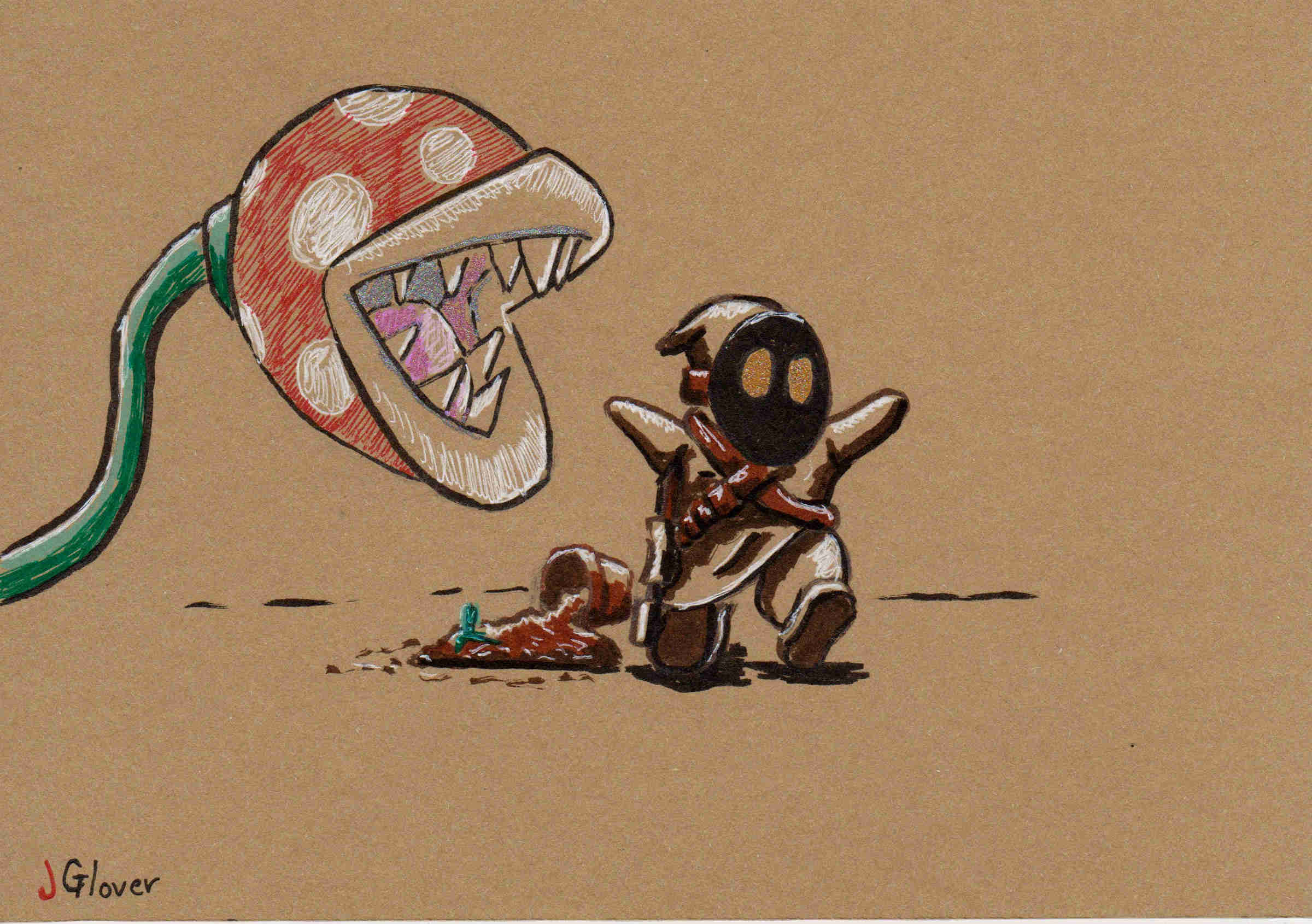 Jawa Shy Guy - Ink Drawing - Star Wars Art - Illustration - Nintendo - Super Mario