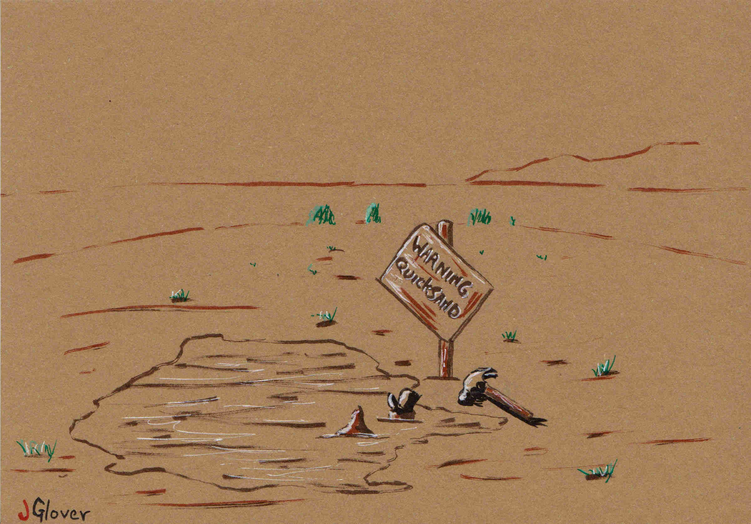 Jawa in quicksand - Ink Drawing - Star Wars Art - Illustration