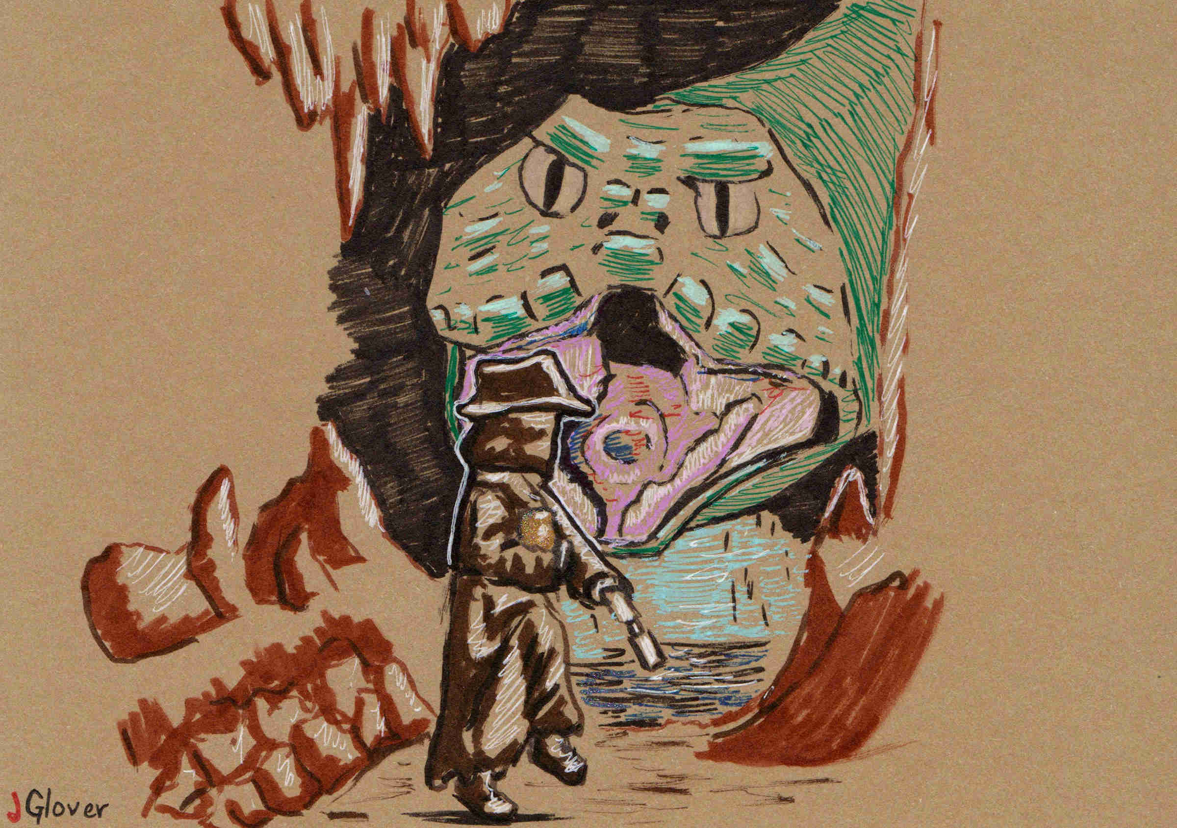 Jawa and a snake - Ink Drawing - Star Wars Art - Illustration - Indiana Jones - Raiders of the lost ark