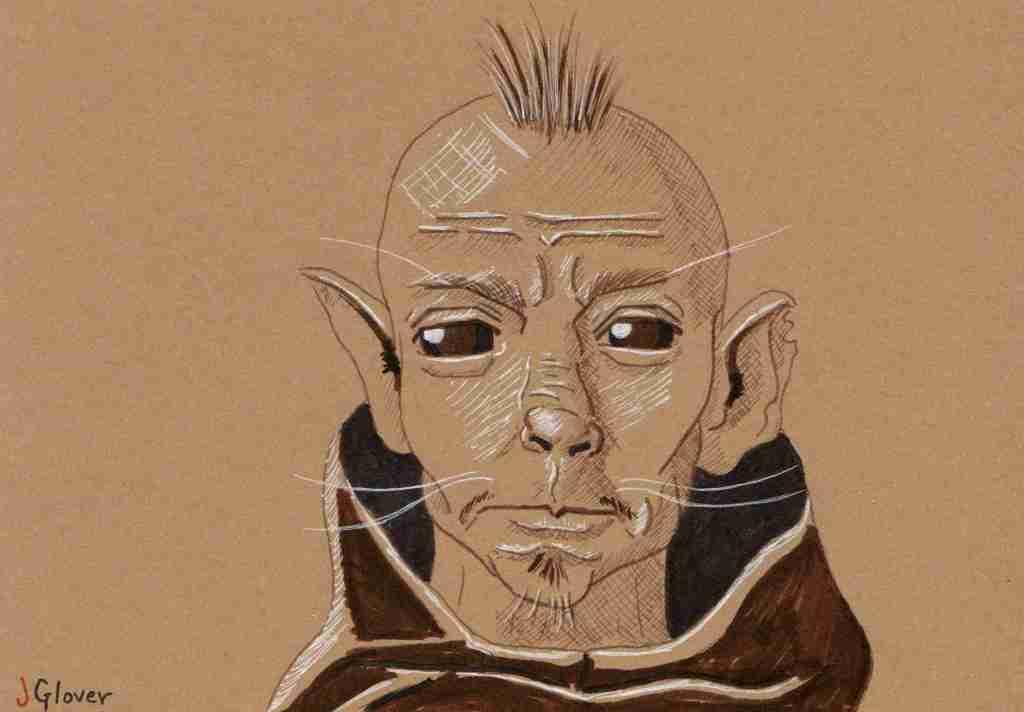 Jawa without a hood - Jawa's face - Ink Drawing - Star Wars Art - Illustration - under the hood