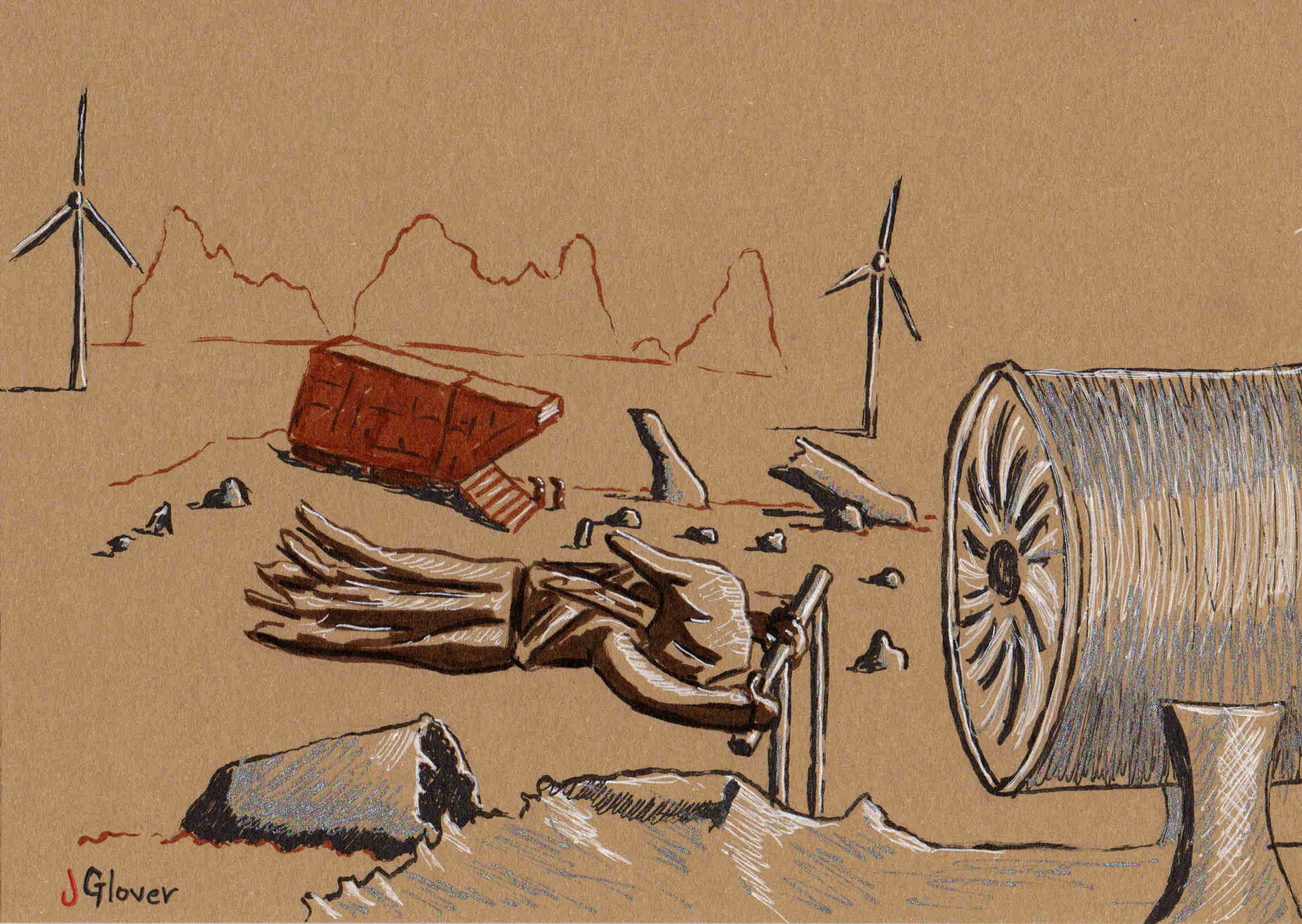 Jawas Scavenging Tatttoine - Ink Drawing - Star Wars Art - Illustration -