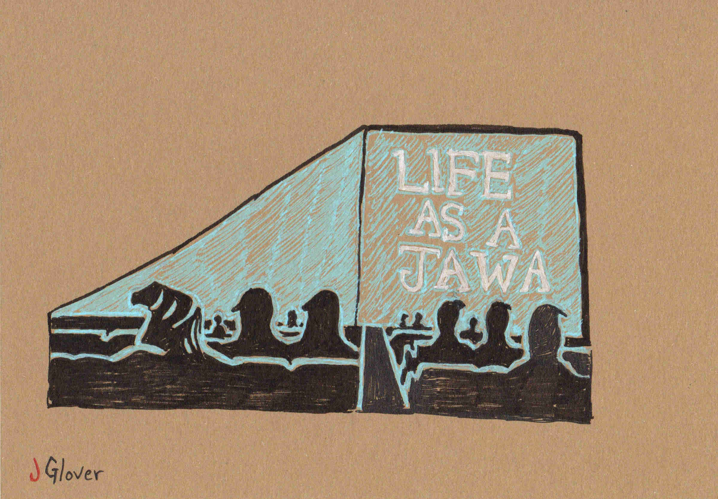 Jawa Cinema Movie - Ink Drawing - Star Wars Art - Illustration - The Simpsons