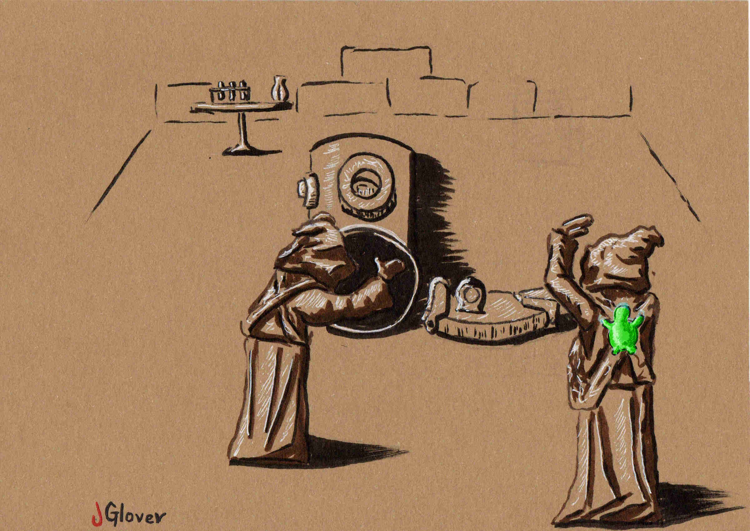 Jawa Scientists - Absent Professor - Ink Drawing - Star Wars Art - Illustration - Flubber