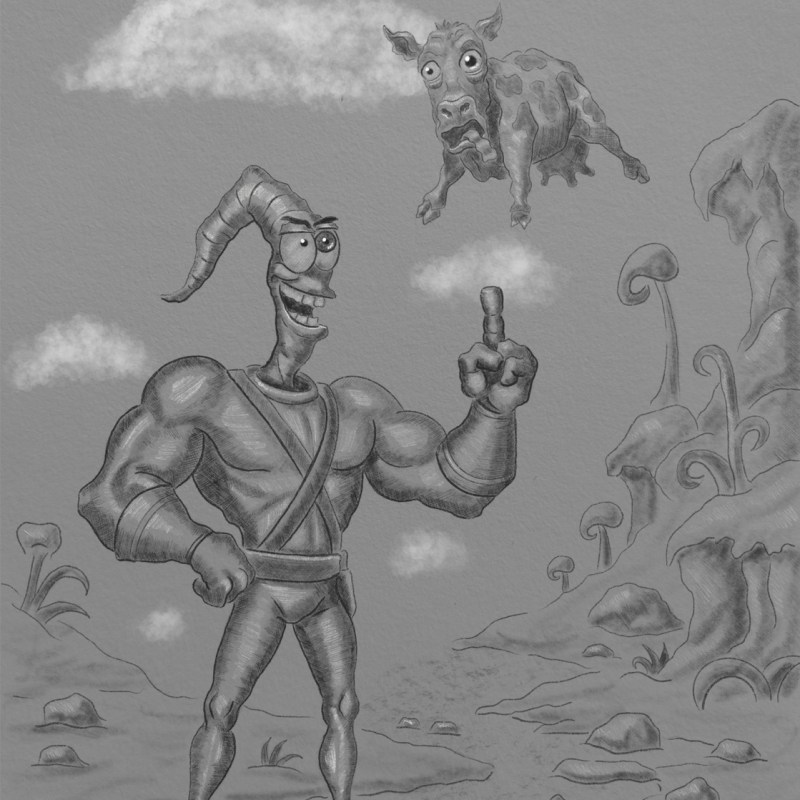 Cow Launched! Earthworm Jim&nbsp;Illustration