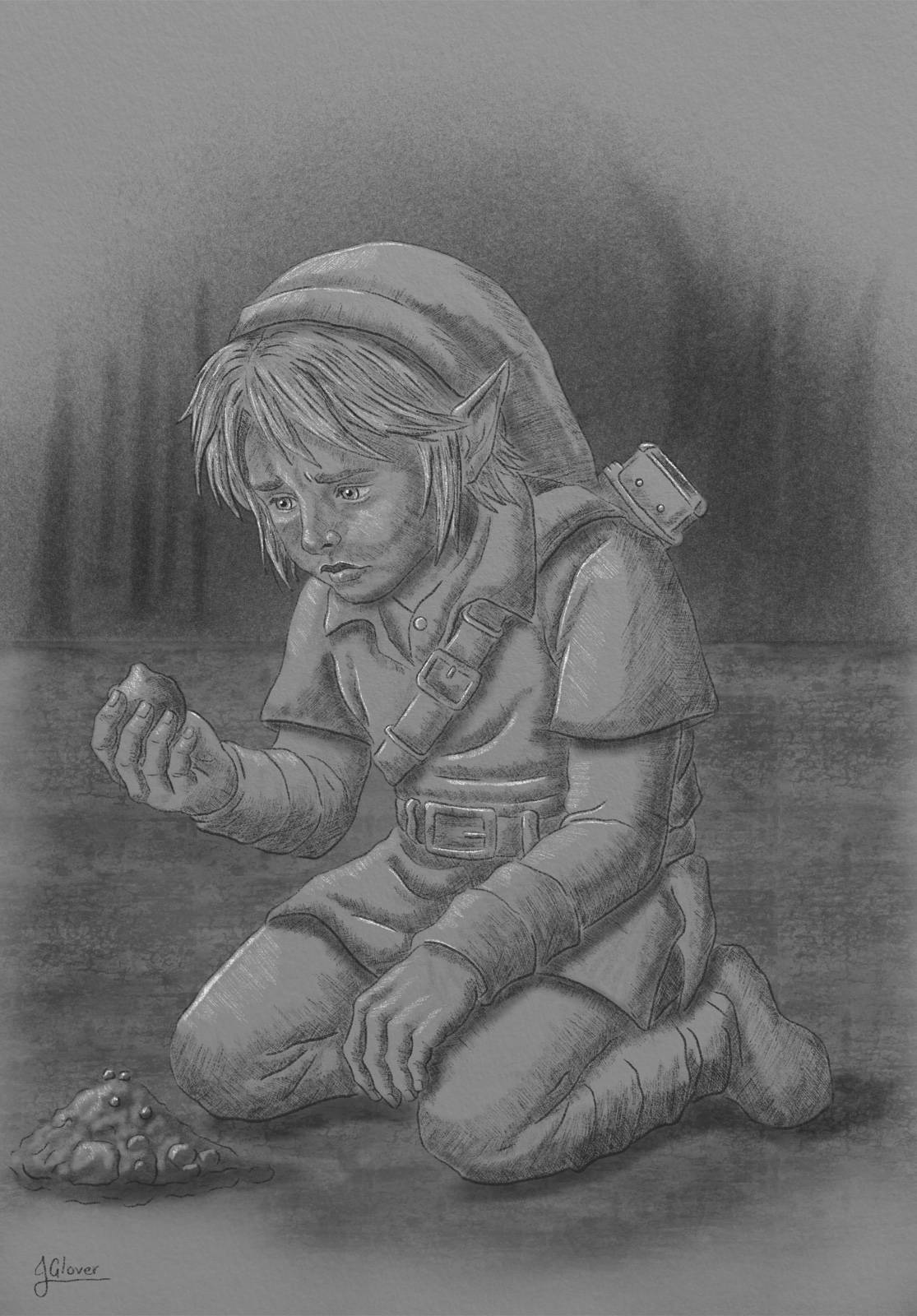 Link Planting a New Deku Tree - Legend of Zelda Illustration